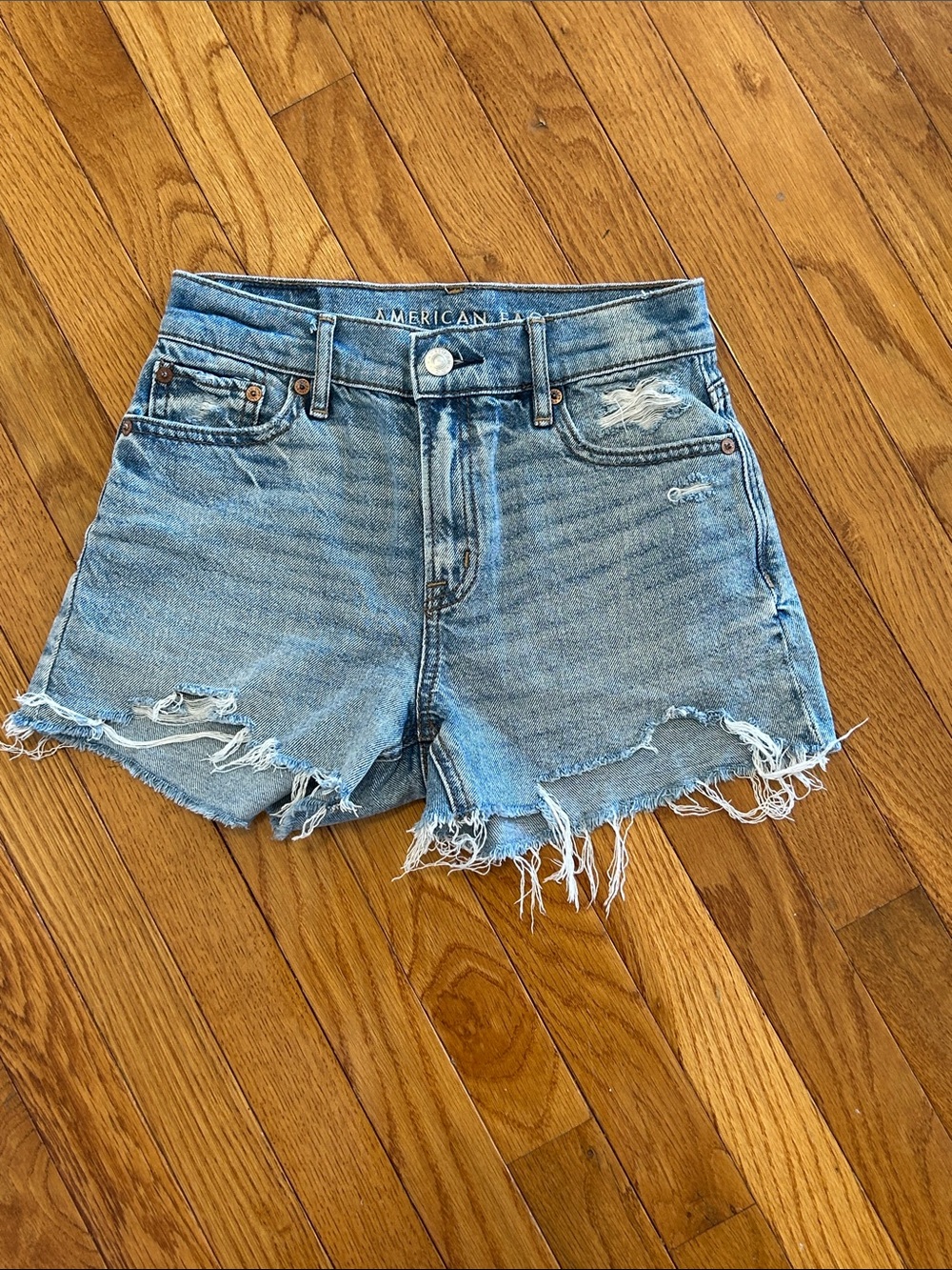 American Eagle Outfitters Light Blue Distressed Denim Cutoff Shorts